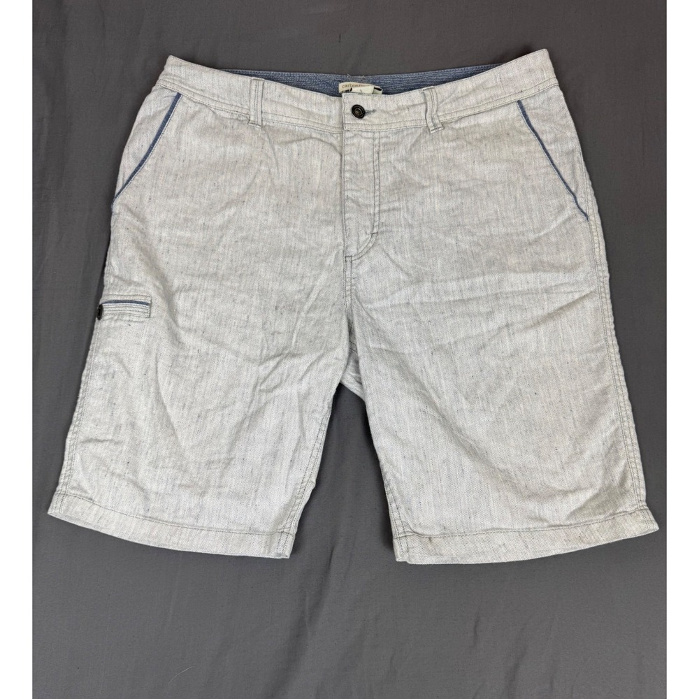 Carbon 2 Cobalt Mens White Blue Linen Blend Shorts Tagged 33 (34) Cargo Pockets